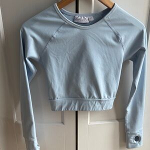 NWOTSaski Light Blue Long Sleeve Crop Top